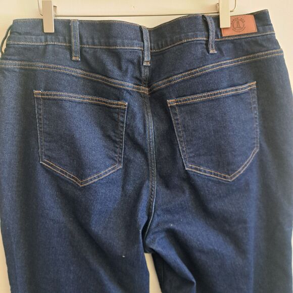 Lands End Woman’s 18 18W Dark Wash Flannel Lined Denim Blue Jeans Straight Leg - Picture 5 of 12